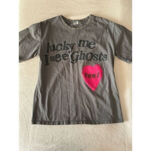 Kanye West x Kid Cudi Puff Print “Lucky Me I See Ghosts” Unisex Tshirt HBAT Med
